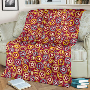 Gear Pattern Print Design 04 Premium Blanket