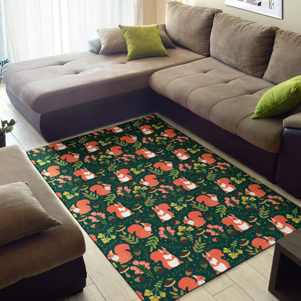 Squirrel Pattern Print Design 03 Area Rug