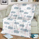 Cute Rhino Heart Pattern Premium Blanket
