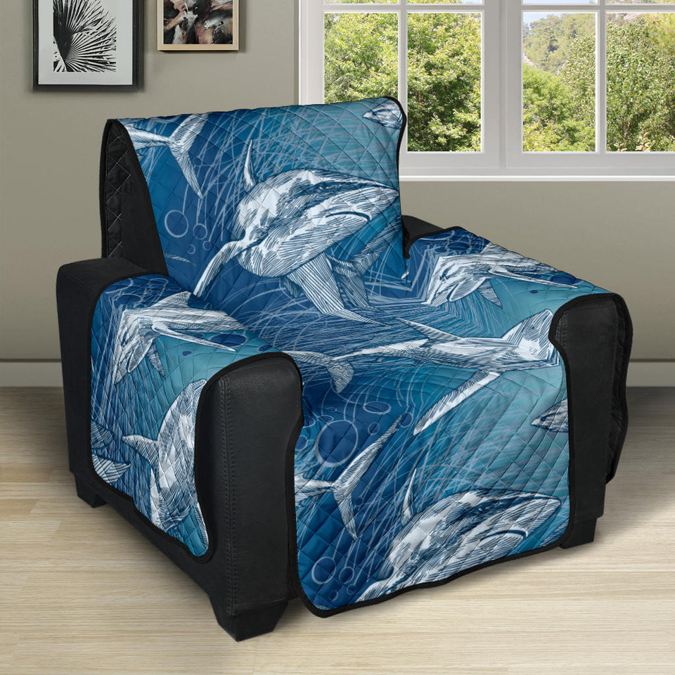 Shark hand drawn Recliner Cover Protector