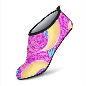 Moon Pink Rose Background Aqua Shoes