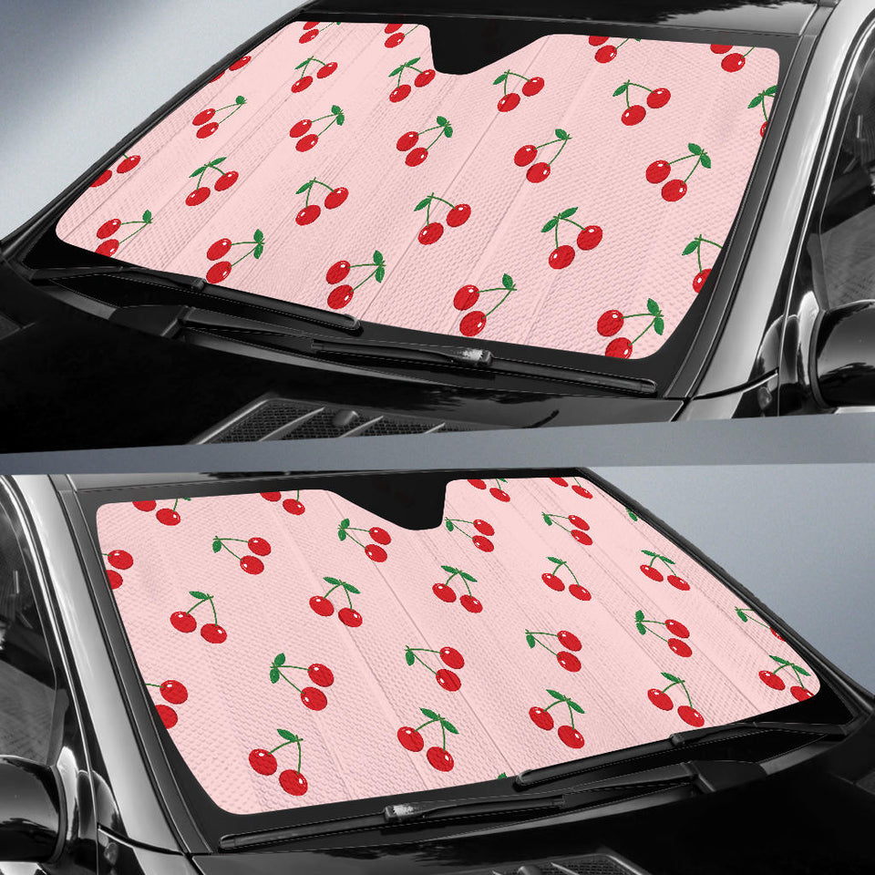 Cherry Pattern Pink Background Car Sun Shade
