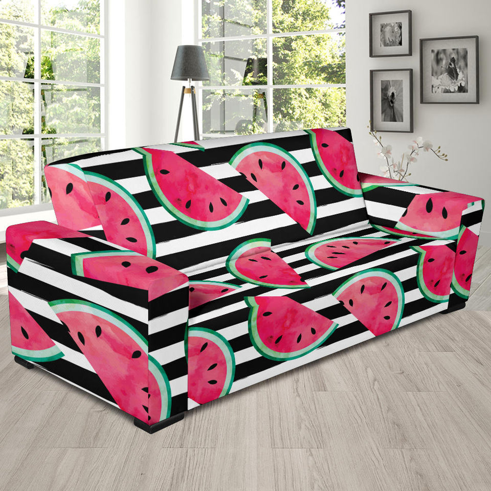 Watercolor Paint Textured Watermelon Pieces Sofa Slipcover