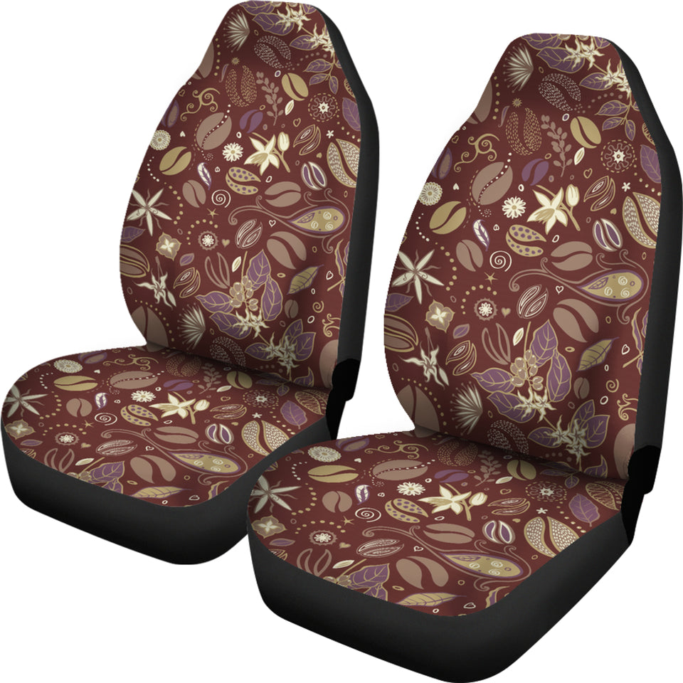 Coffee Bean Flower Pattern Universal Fit Car Seat Covers