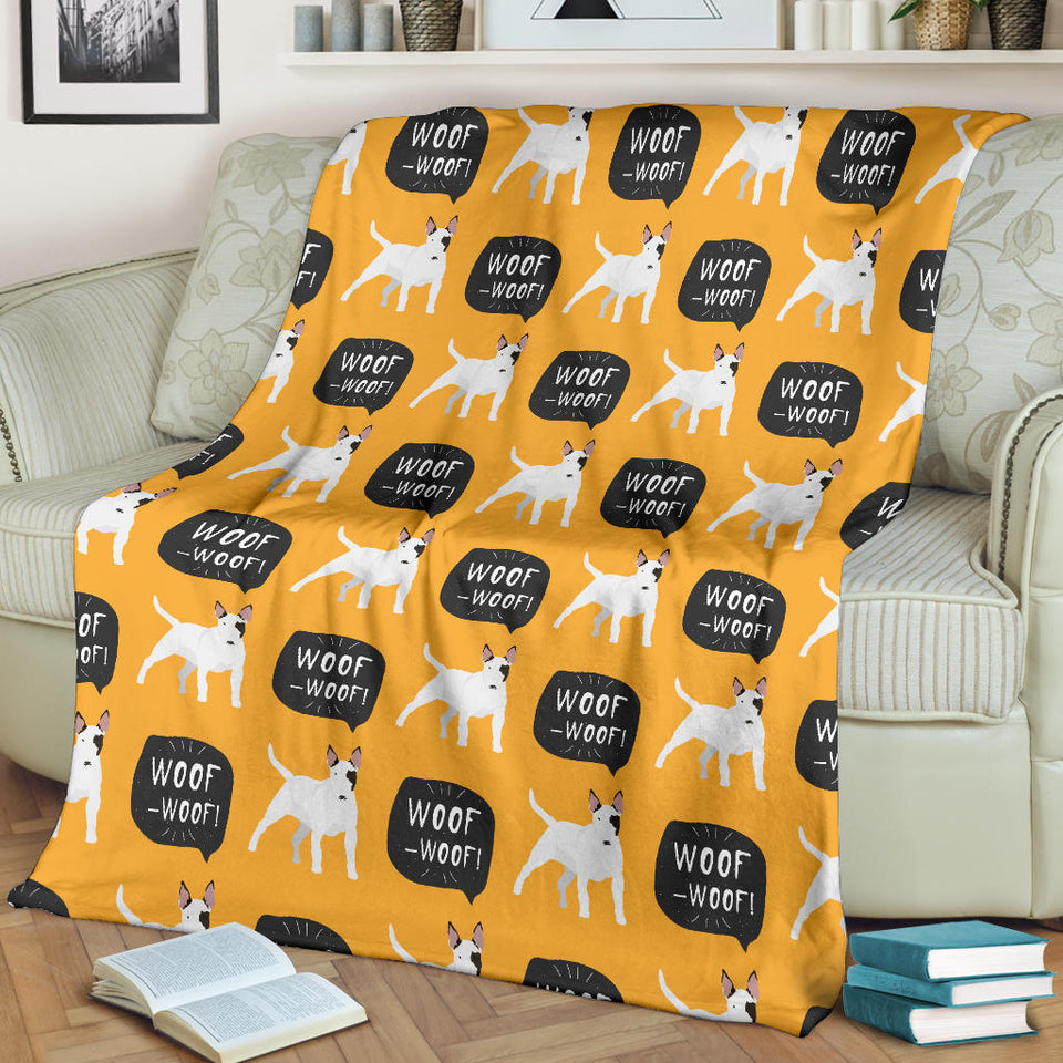 Bull Terrier Pattern Print Design 03 Premium Blanket