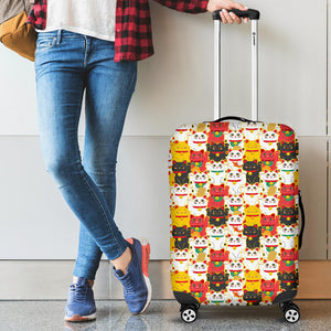 Colorful Maneki Neko Lucky Cat Pattern Luggage Covers