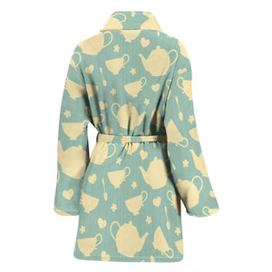 Tea Pots Pattern Print Design 02 Women's Bathrobe