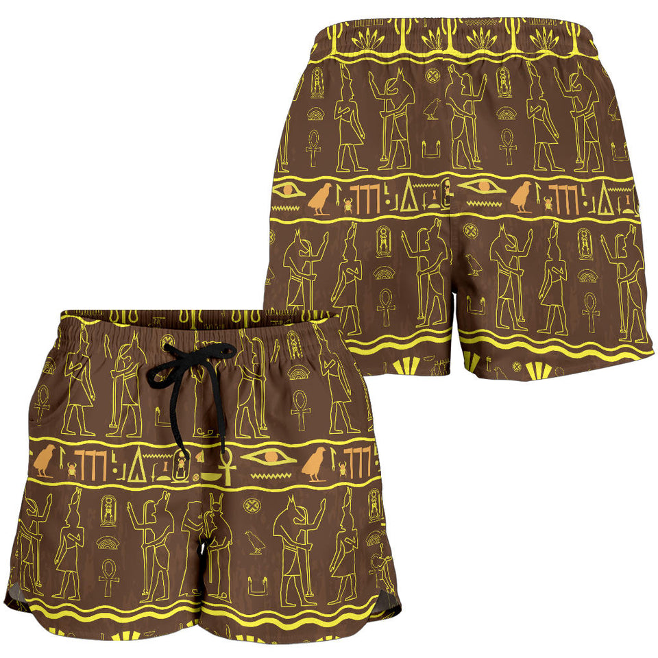 Egypt Hieroglyphics Pattern Print Design 03 Women Shorts