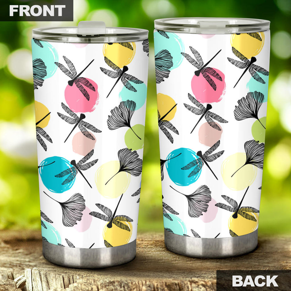 Dragonflies Ginkgo Leaves Pattern Tumbler
