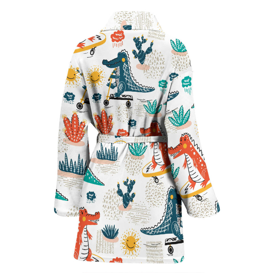 Cute Crocodile Pattern Women'S Bathrobe