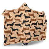 Dachshund Floral Background Hooded Blanket
