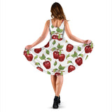 Red Apples Pattern Sleeveless Midi Dress