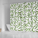 Hand Drawn Sketch Style Green Chili Peppers Pattern Shower Curtain Fulfilled In US