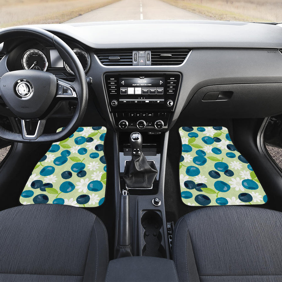 Blueberry Flower Pattern Front And Back Car Mats