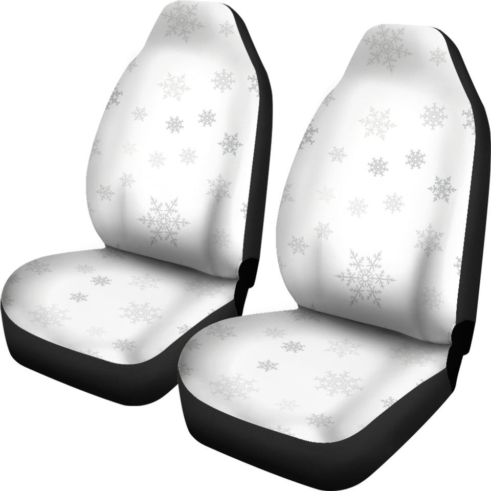 Snowflake Pattern White Background  Universal Fit Car Seat Covers