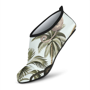 Monkey Sloth Lemur Palm Trees Pattern Aqua Shoes