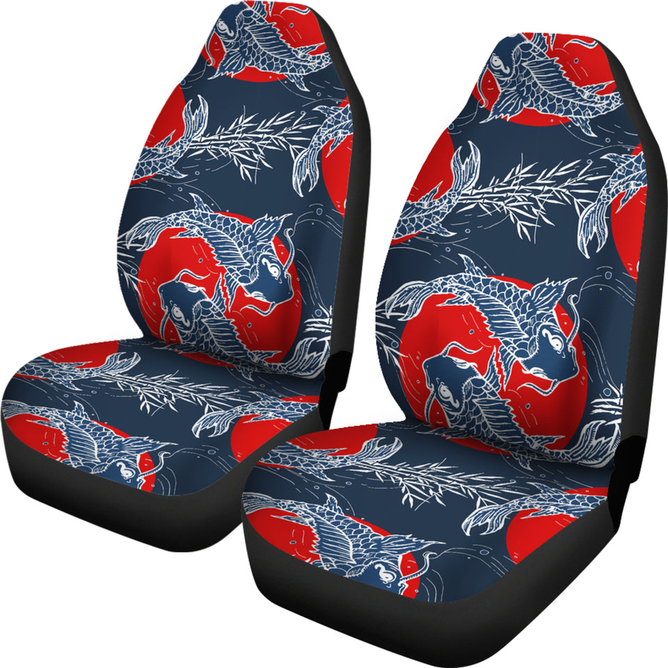 Koi Fish Carp Fishs Hand Drawn Japanese Art Universal Fit Car Seat Covers