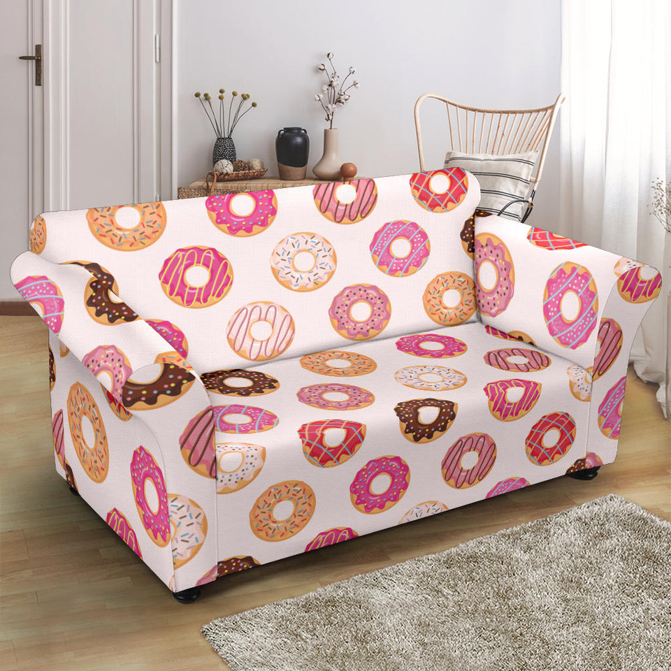 Colorful Donut Pattern Loveseat Couch Slipcover