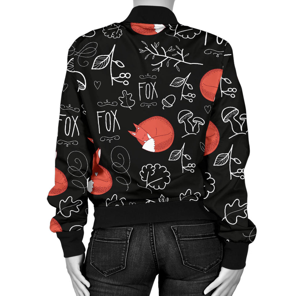Fox Sleeping Fox Pattern Women'S Bomber Jacket