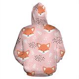 Cute Fox Pattern Pink Background Zip Up Hoodie