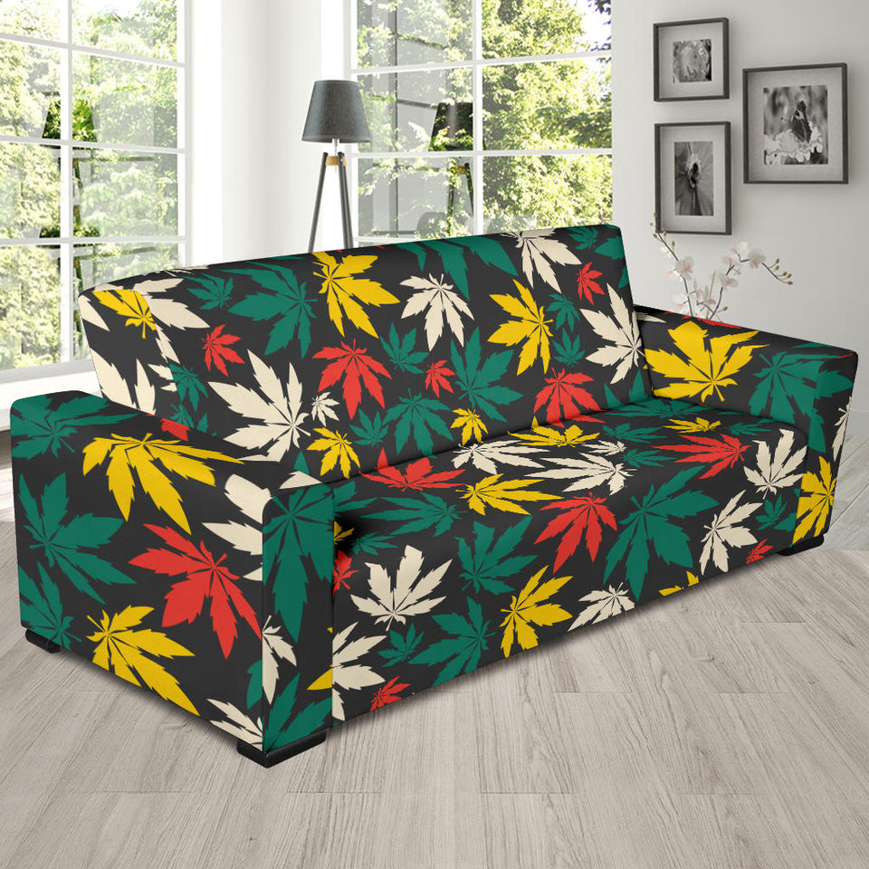 Canabis Marijuana Weed Pattern Print Design 02 Sofa Slipcover