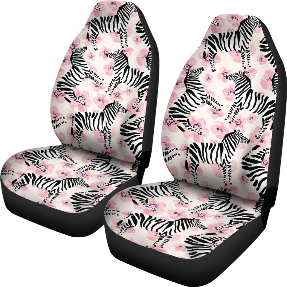Zebra Pink Flower Background  Universal Fit Car Seat Covers