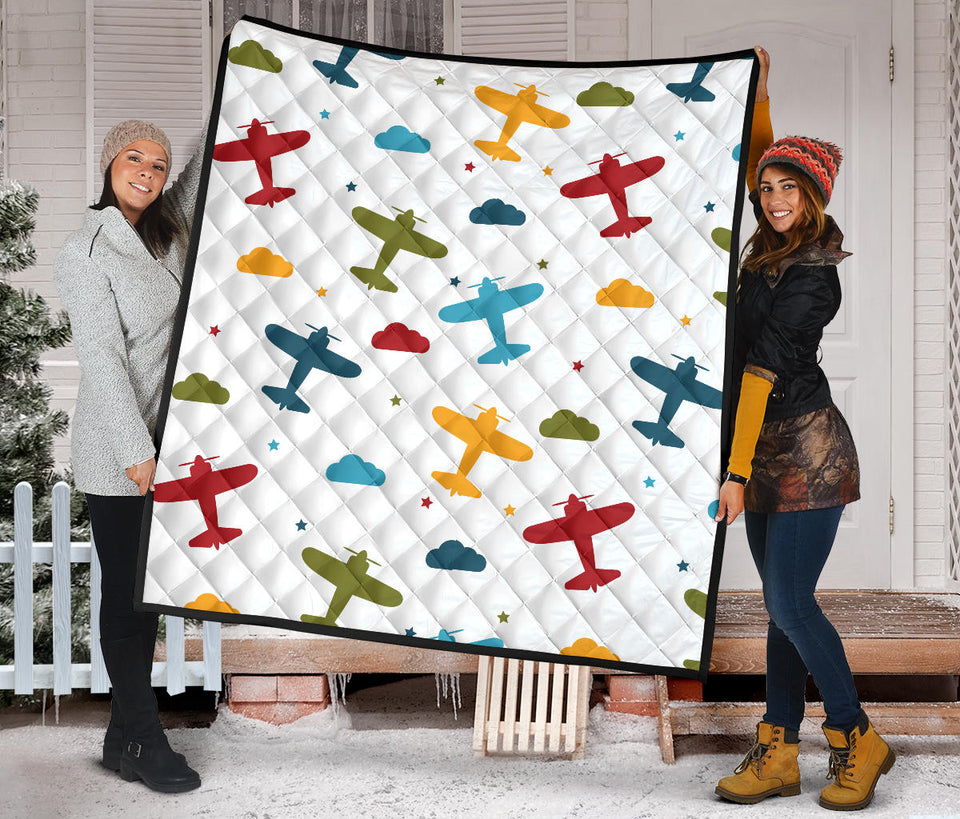 Airplane Star Cloud Colorful Premium Quilt