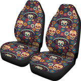 Sugar Skulls Flower Maxican Pattern  Universal Fit Car Seat Covers