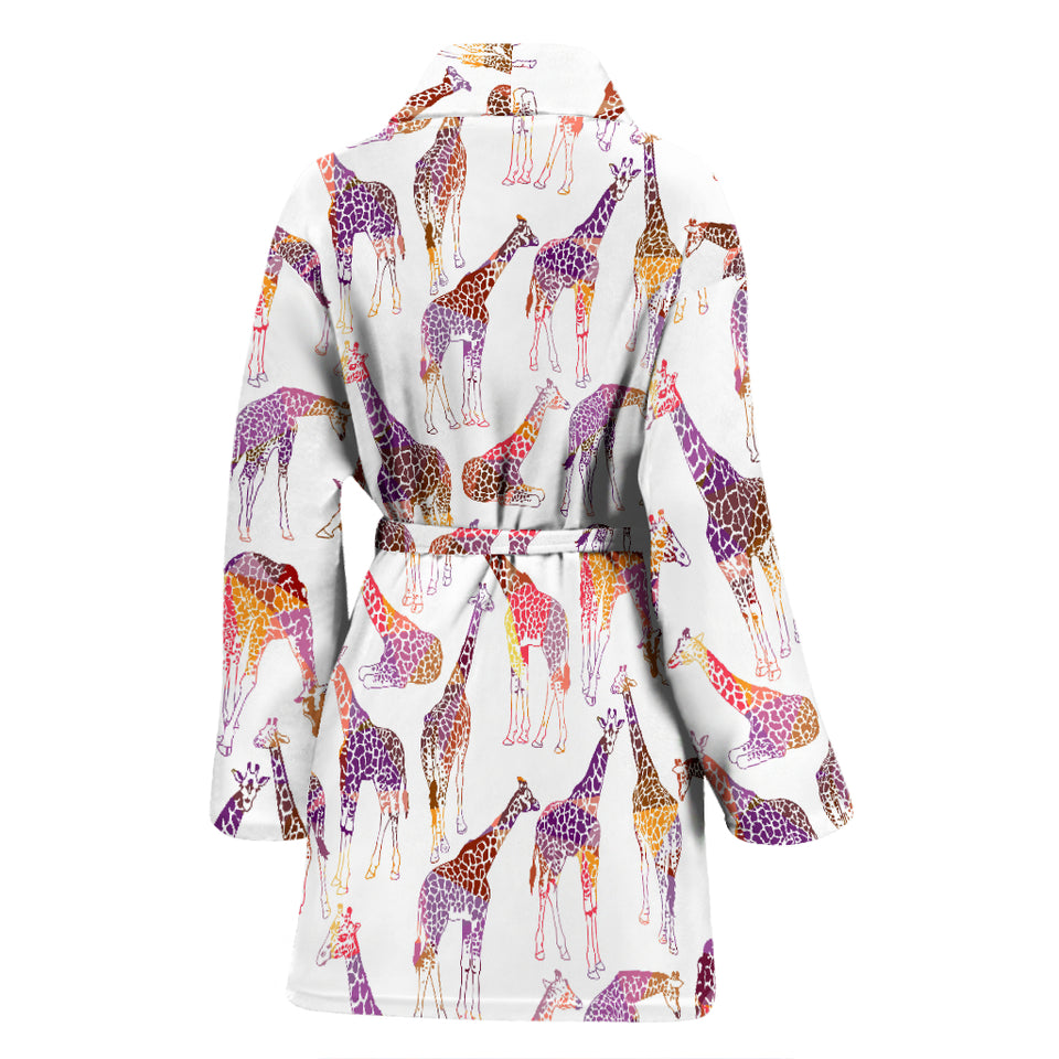 Giraffe Pattern Print Design 02 Women's Bathrobe