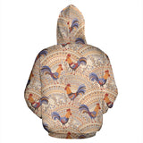 Cute Rooster Chicken Cock Floral Ornament Background Zip Up Hoodie
