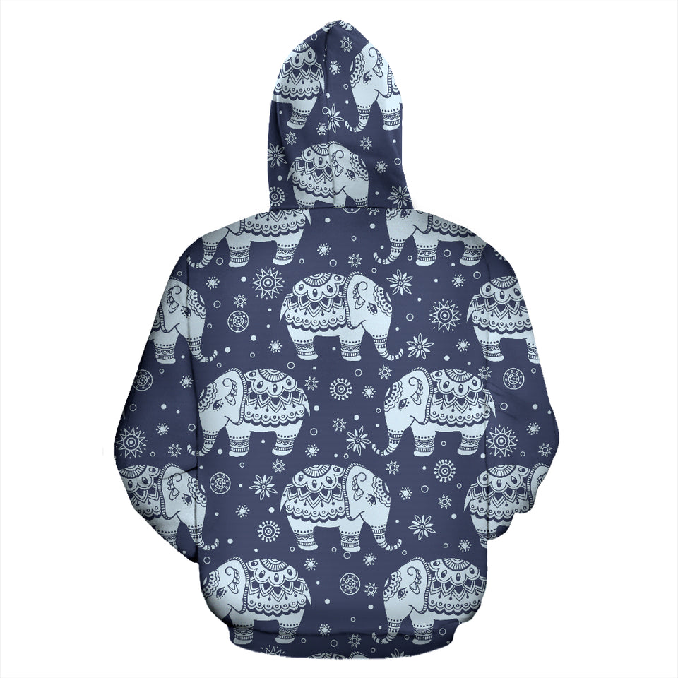 Elephant Tribal Design Pattern Zip Up Hoodie