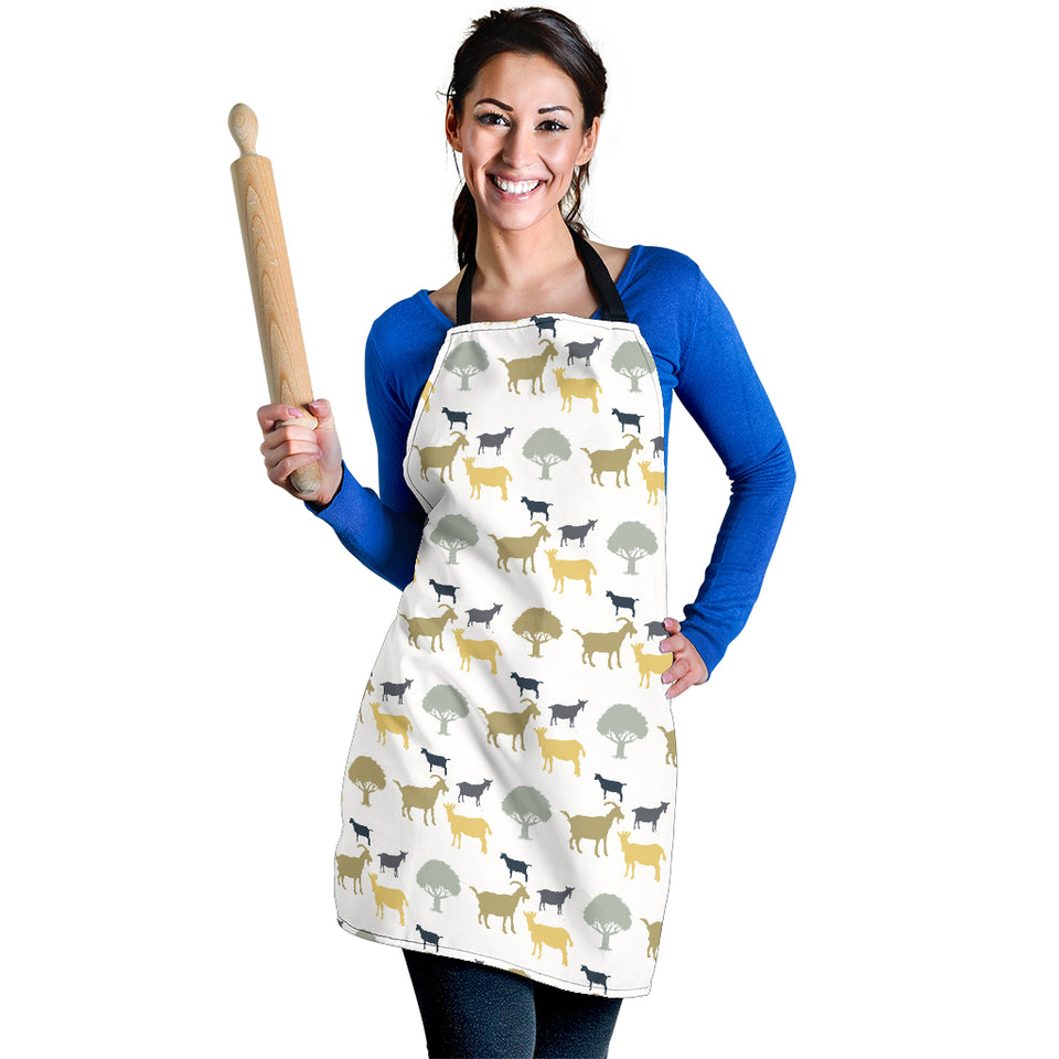 Silhouettes Of Goat And Tree Pattern Adjustable Apron