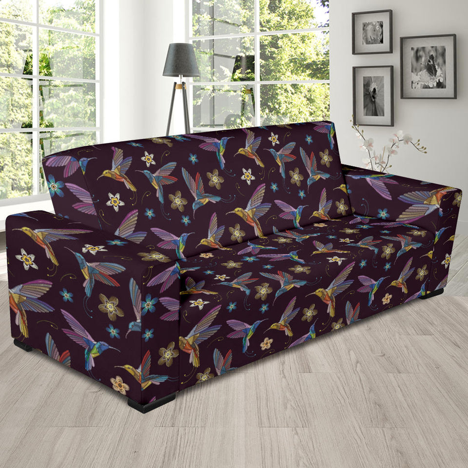 Hummingbird Pattern Print Design 04 Sofa Slipcover