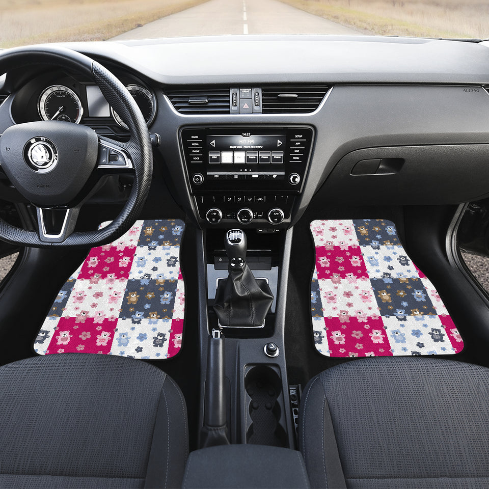 Teddy Bear Pattern Print Design 03 Front Car Mats