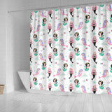 Cute Mermaid Dolphin Fish Starfish Pattern Shower Curtain Fulfilled In US
