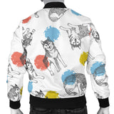 Siberian Husky And Colorful Circle Pattern Men'S Bomber Jacket