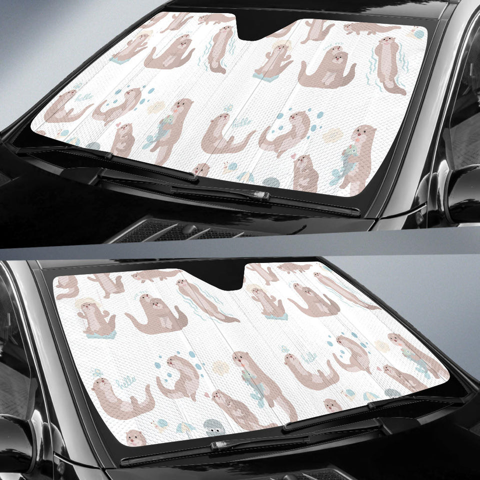 Cute Sea Otters Pattern Car Sun Shade