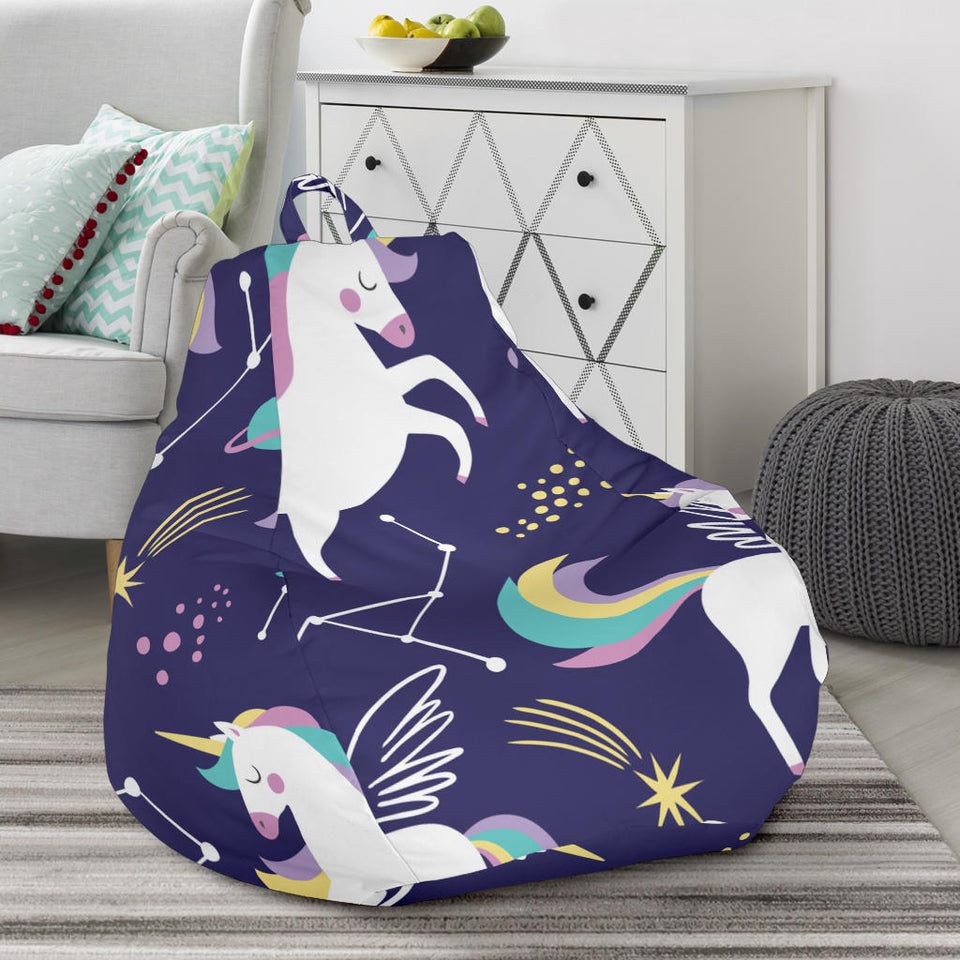 Hand Drawn Cute Unicorn Star Planet Bean Bag Cover