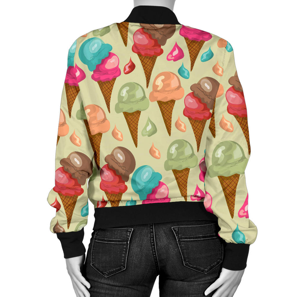 Colorful Ice Cream Pattern Women'S Bomber Jacket