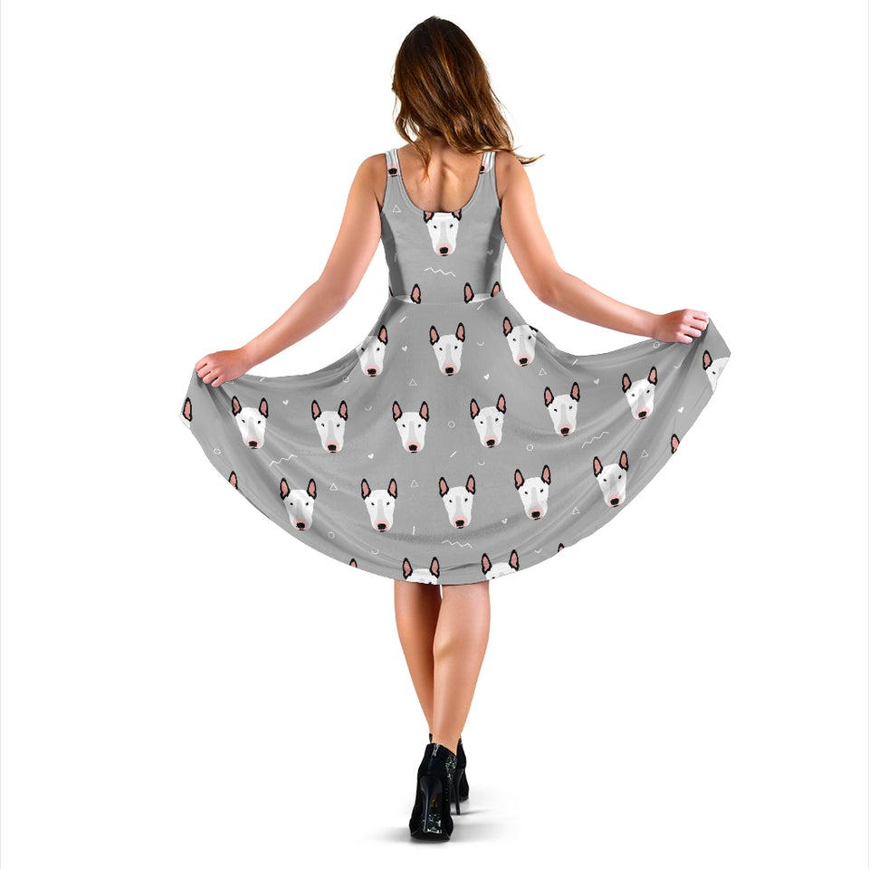 Bull Terrier Pattern Print Design 05 Sleeveless Midi Dress