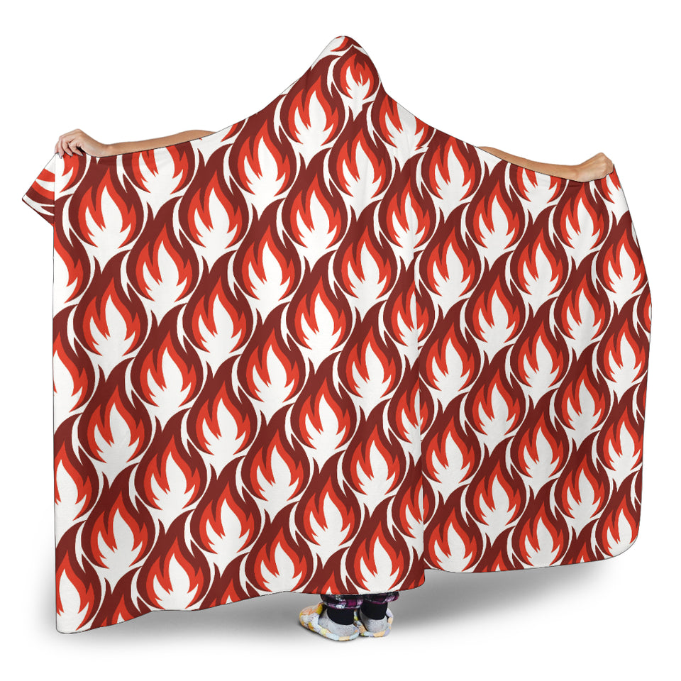 Fire Flame Symbol Design Pattern Hooded Blanket