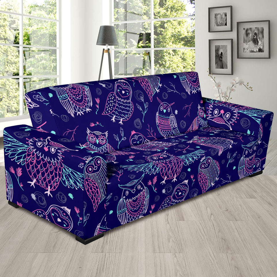 Cute Owls Pattern Boho Style Ornament Sofa Slipcover