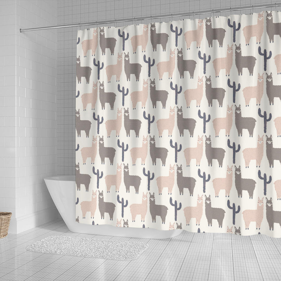 Llama Alpaca Pattern Shower Curtain Fulfilled In US