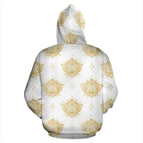 Gold Ornamental Lotue Waterlily Symbol Pattern Men Women Pullover Hoodie