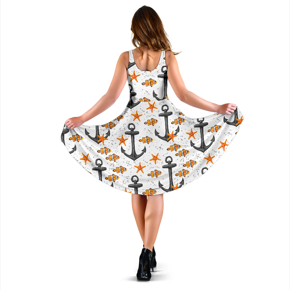 Clown Fish Pattern Print Design 02 Sleeveless Midi Dress