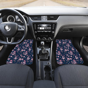 Pink Sakura Cherry Blossom Blue Background Front Car Mats