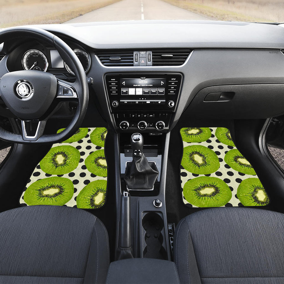 Kiwi Black Dot Background Front Car Mats