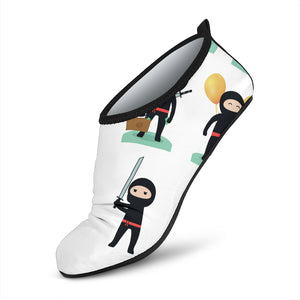 Cute Ninja Katana Sword Pattern Aqua Shoes