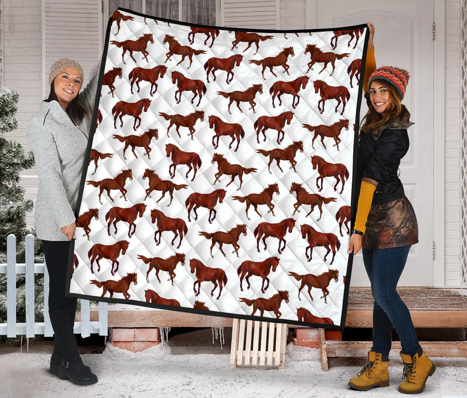 Horses Running Pattern Background Premium Quilt