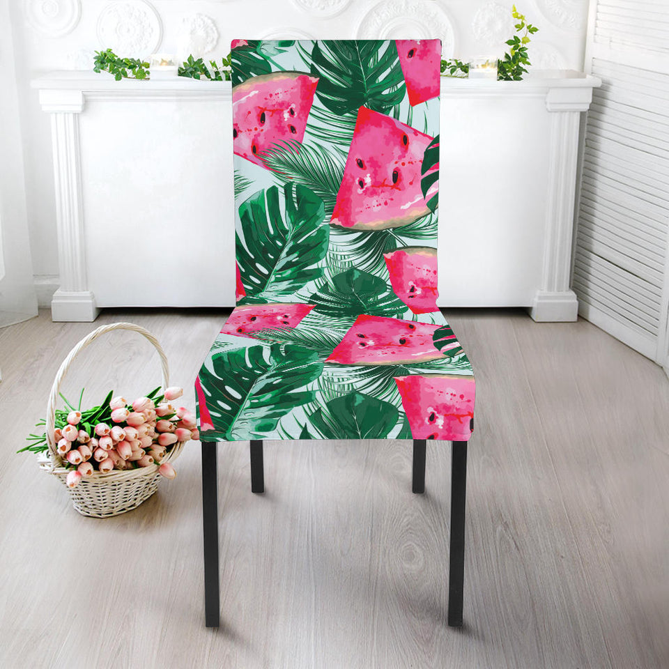 Watermelons Tropical Palm Leaves Pattern Dining Chair Slipcover